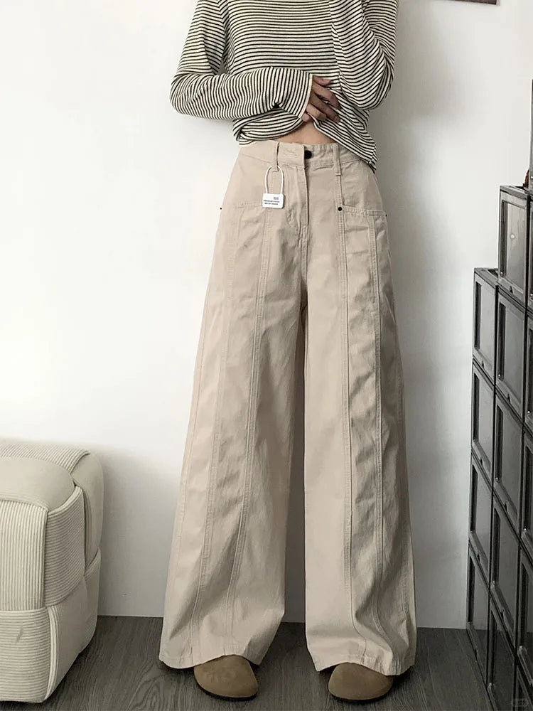 American Sle High Waist Loose Straight Leg Jeans for Pear aped Women Autumn Wear Casual Workwear Denim Wide Leg Pants