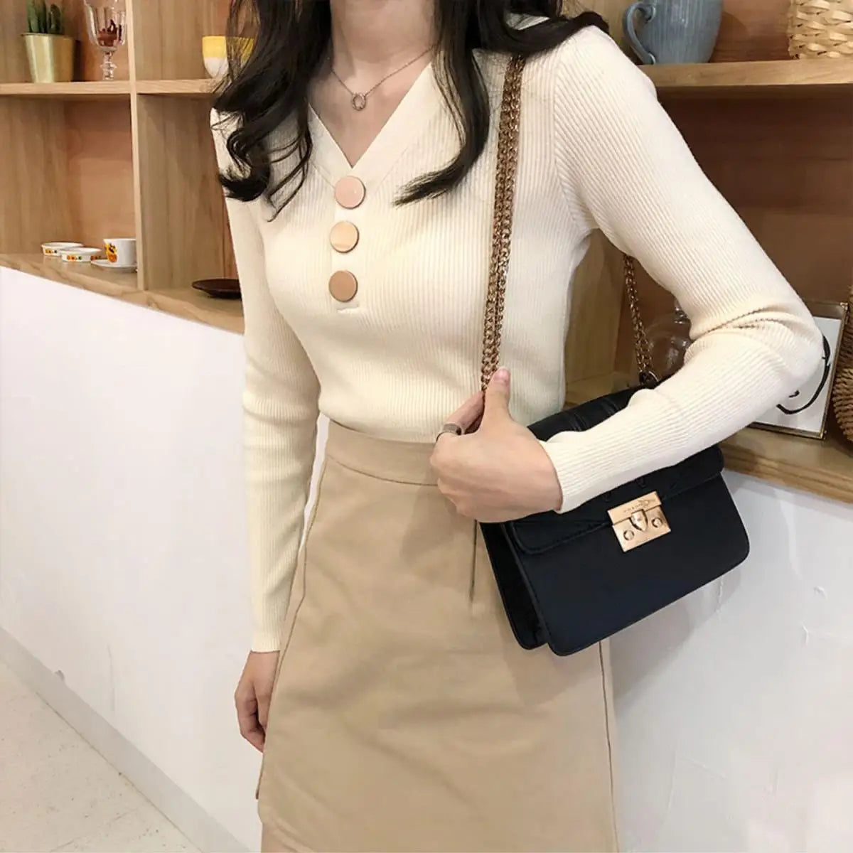New Korean Slim Sweater Women Long-sleeved Inner Knitted Sweater Base Shirt Thin Top