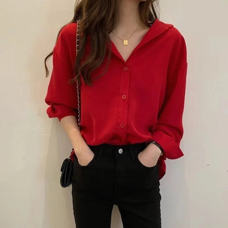 Long Sleeve Shirts Womens Chiffon Floral Slim Fit Formal Minimalist Feminine Elegant Comfortable Romantic Daily Workwear Outfit