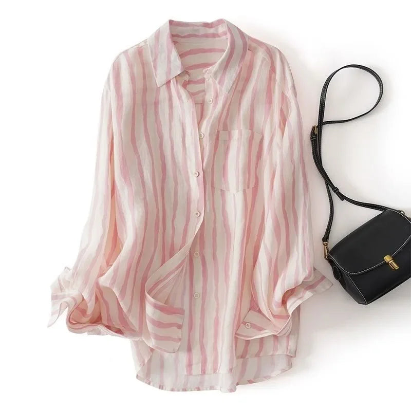 Full Long Sleeve Woman Top Cotton Summer Shirts & Blouses for Women Pretty Simple Cheap Stylish Novelty 2024 M Cute and Elegant