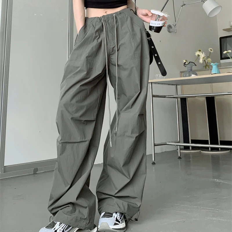 Women All Match Trousers American Retro High Street Casual Baggy High Waist Pants Female Spring Fall New Cargo Pants